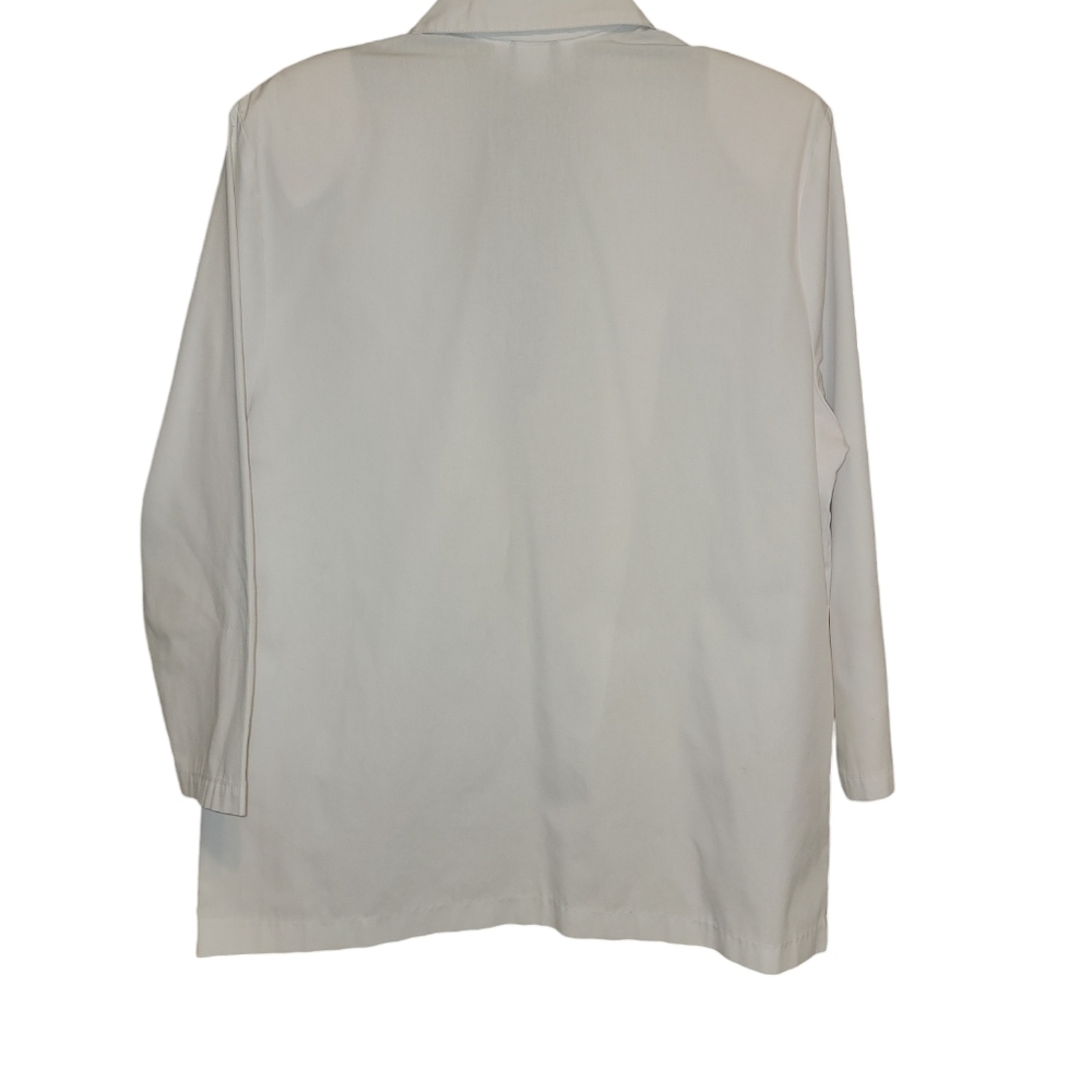 Vintage C,Mon size 14 white button blazer, shoulder pads, pockets on front - Picture 7 of 8